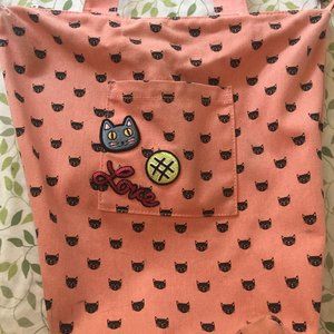 Orange Cat Detail and Patch Crossbody Bag
